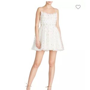 NWT ML Monique Lhuillier Glittered Tulle Mini Dress size 4